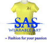 Image of a Yellow Stubbs Art Studio Wearable Art T-shirt embroidered with Colts Playing.