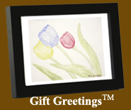 Image of a framed Gift Greetings depicting the 3 Tulips print