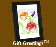 Image of a framed Gift Greetings depicting the Bright Tulips print