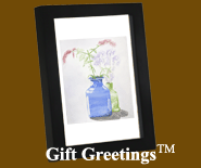 Image of a framed Gift Greetings depicting the Flowers in Jars print