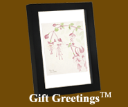 Image of a framed Gift Greetings depicting the Hanging Fuchsia print
