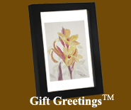 Image of a framed Gift Greetings depicting the Yellow Cannas print