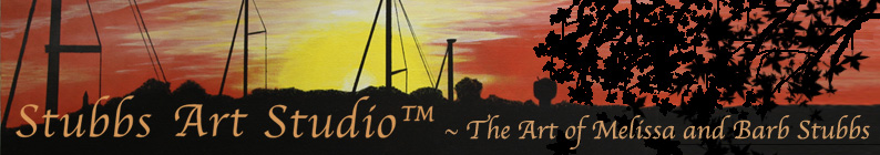 The Stubbs Art Studio Banner - created from an original acrylic on canvas of an early evening with orange sky over Cecil Couonty, MD