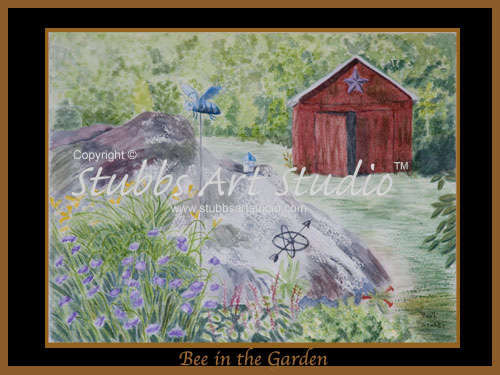 This is the enlarged image of the Bee in the Garden Art Print
