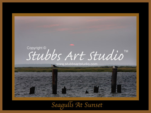 This is the enlarged image of the Seagulls At Sunset Fine Art Print